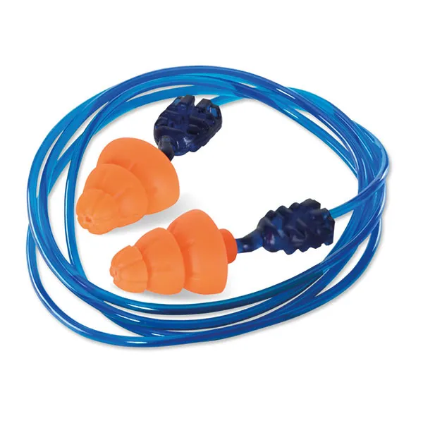 Beeswift QED SNR34 Corded Tri Flange Reusable Ear Plugs (Box of 200) — Orange